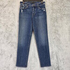 Joe's Jeans The Niki Jeans Womens 26 Mid Rise Boyfriend Distressed Denim Button